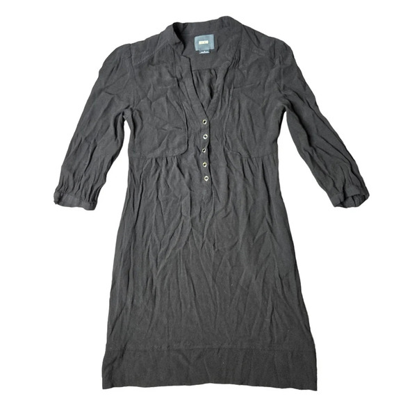 Anthropologie Maeve Black Taryn Crepe 3/4 Sleeve Shift Dress - Picture 2 of 7